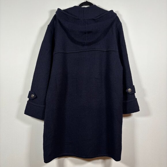 Vintage 90s Wool Jacket Winter Coat Navy Blue Minimalist Preppy Academia Neutral - Picture 5 of 8